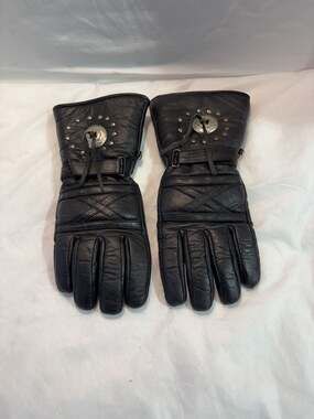 Vintage Thinsulate Thermal Leather Motorcycle Gloves Black XL‎